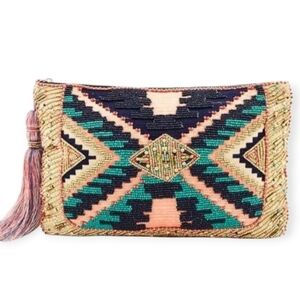 Chico's Kayla Beaded Clutch Bag Purse